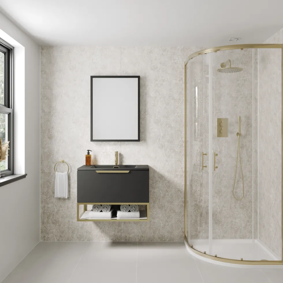 Drench Naturals Beige Concrete PVC Waterproof Bathroom Wall Panel - 1000 x 2400mm
