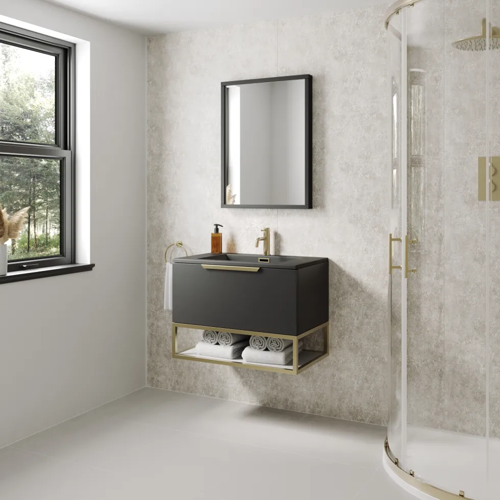 Drench Naturals Beige Concrete PVC Waterproof Bathroom Wall Panel - 1000 x 2400mm