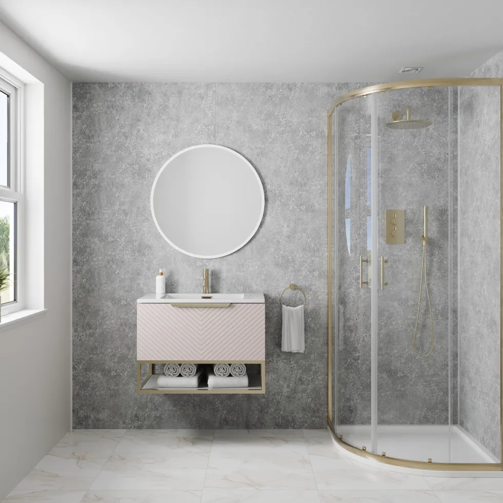 Drench Naturals Grey Concrete PVC Waterproof Bathroom Wall Panel - 1000 x 2400mm