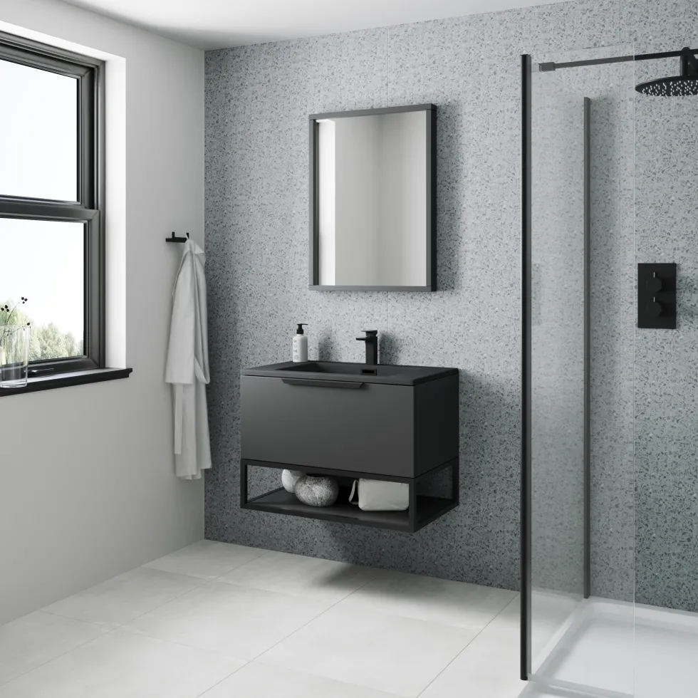 Drench Naturals Grey Terrazzo PVC Waterproof Bathroom Wall Panel - 1000 x 2400mm
