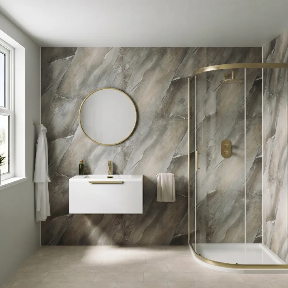 Drench Naturals Matt Slate PVC Waterproof Bathroom Wall Panel - 1000 x 2400mm