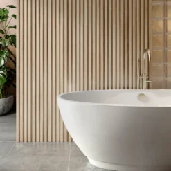 Drench Naturals Oak Slatted Wood Waterproof Bathroom Wall Panel - 3 pack