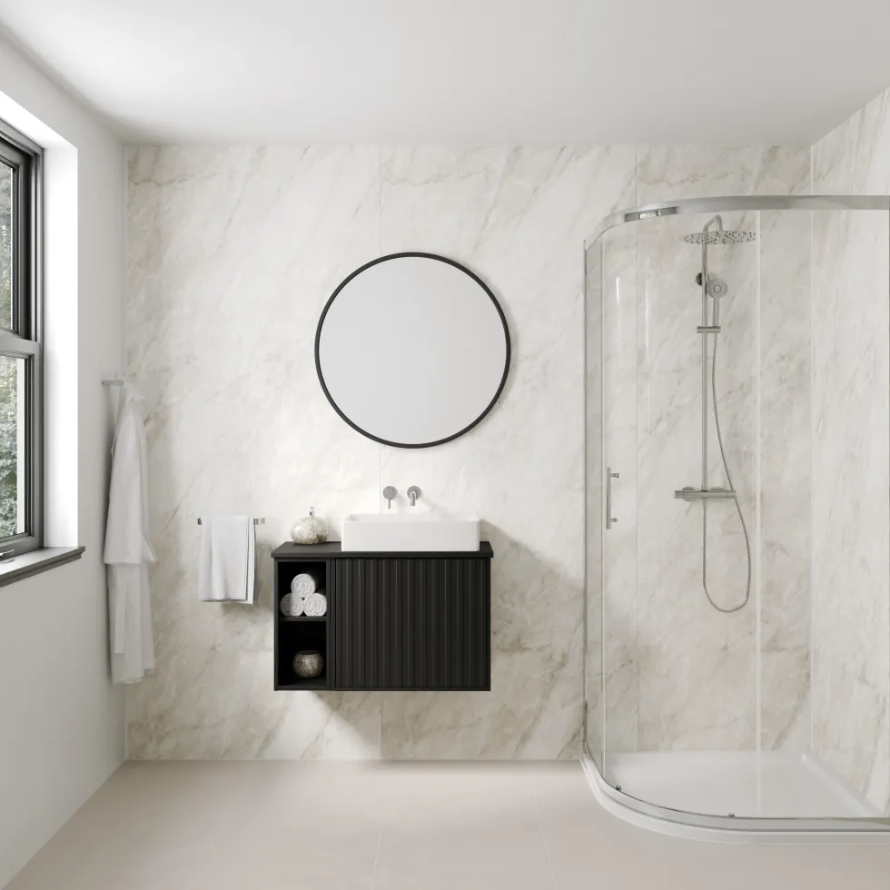 Drench Naturals Pergamon Marble PVC Waterproof Bathroom Wall Panel - 1000 x 2400mm