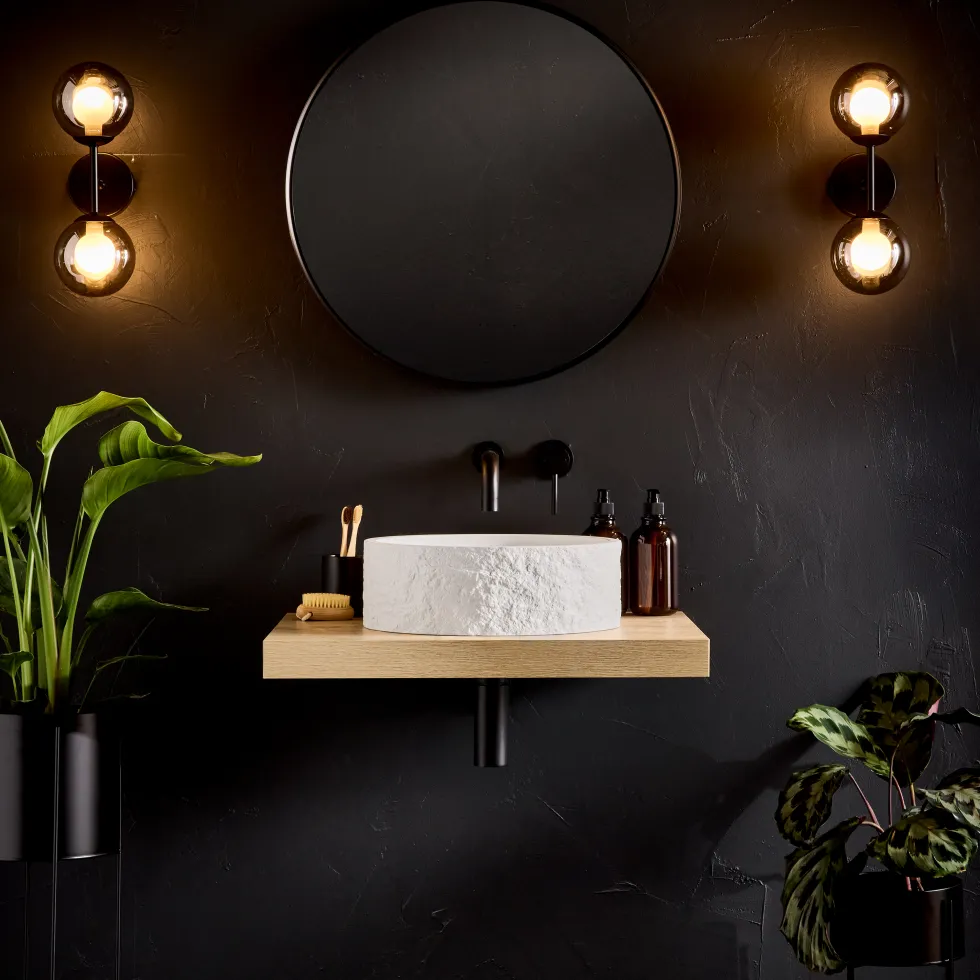 Drench Naturals Stone Texture Round Countertop Basin with Waste