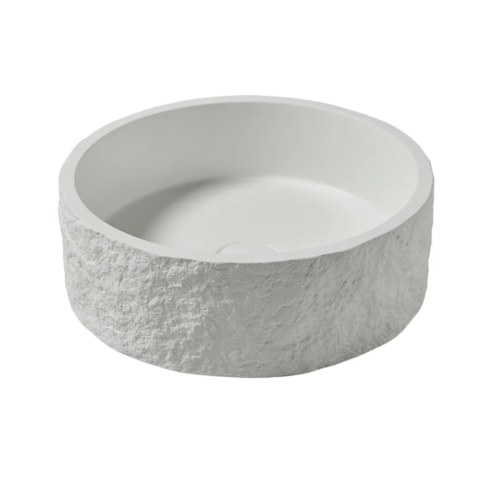 Drench Naturals Stone Texture Round Countertop Basin with Waste