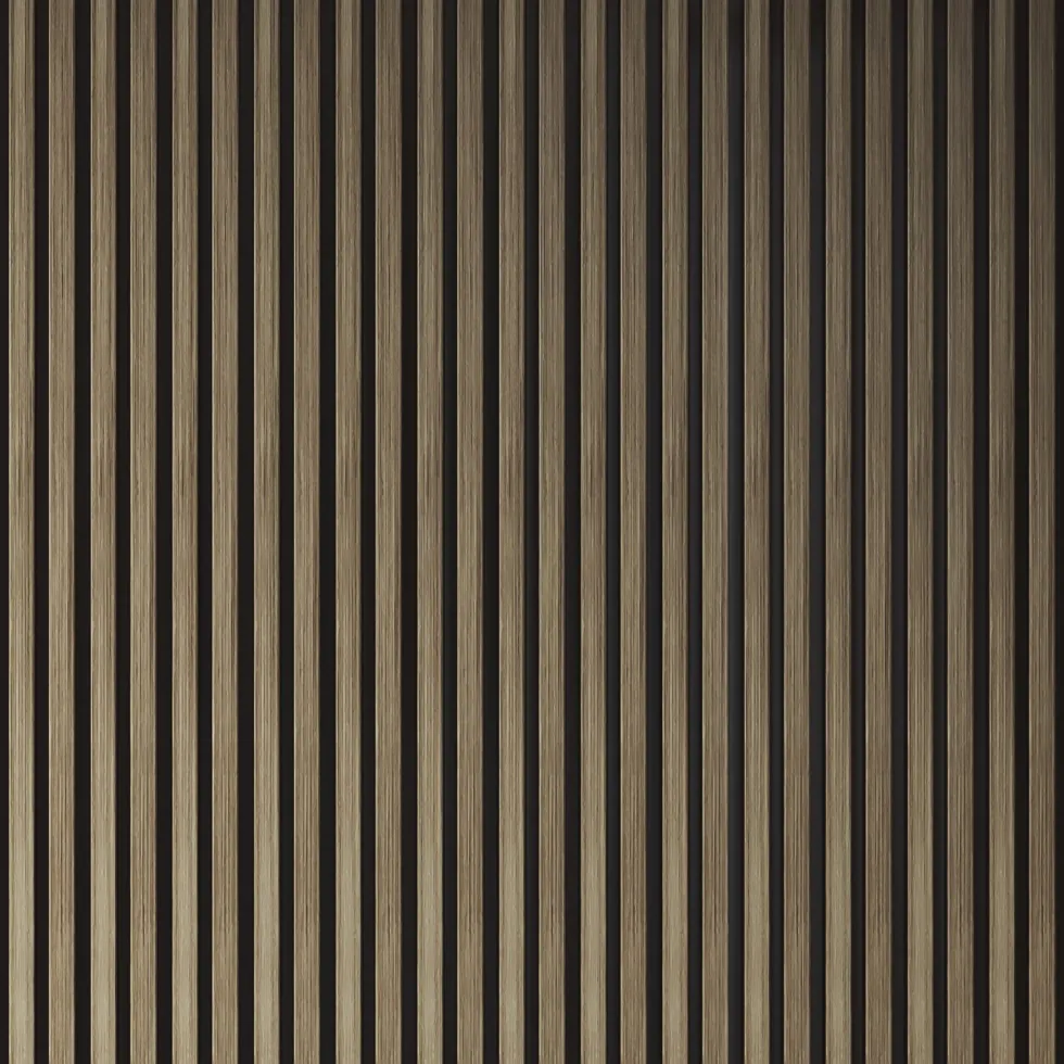 Drench Naturals Walnut & Black Slatted Wood Waterproof Bathroom Wall Panel - 3 pack