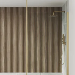 Drench Naturals Walnut Slatted Wood Waterproof Bathroom Wall Panel - 3 pack