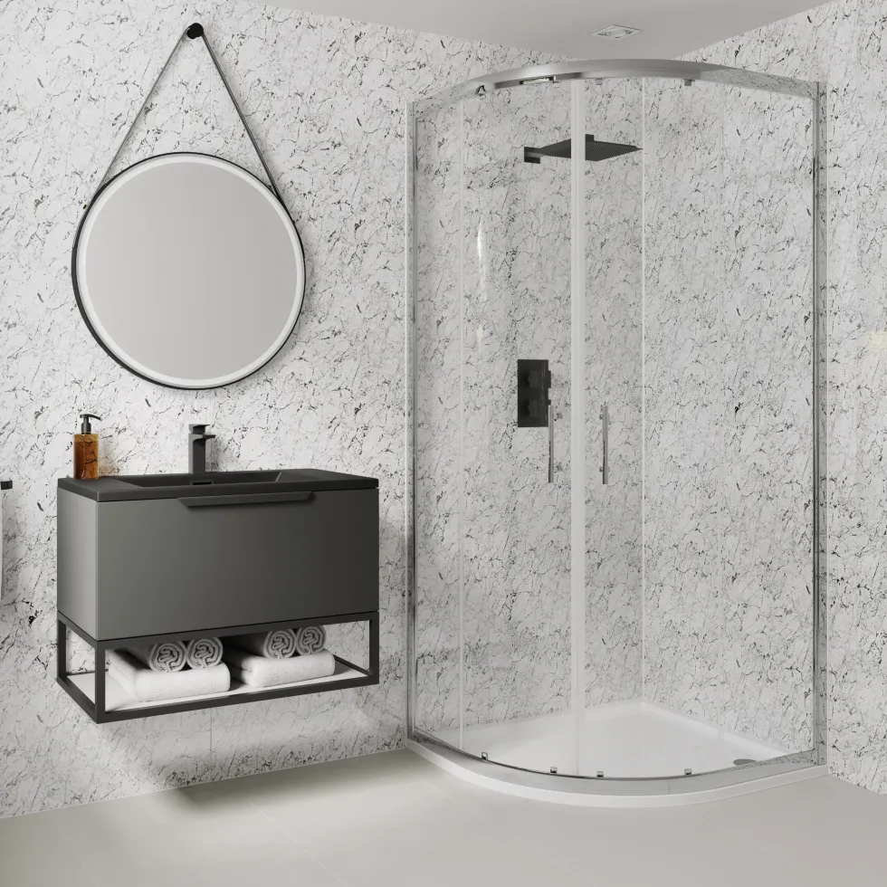 Drench Naturals White Granite PVC Waterproof Bathroom Wall Panel - 1000 x 2400mm