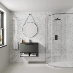 Drench Naturals White Granite PVC Waterproof Bathroom Wall Panel - 1000 x 2400mm