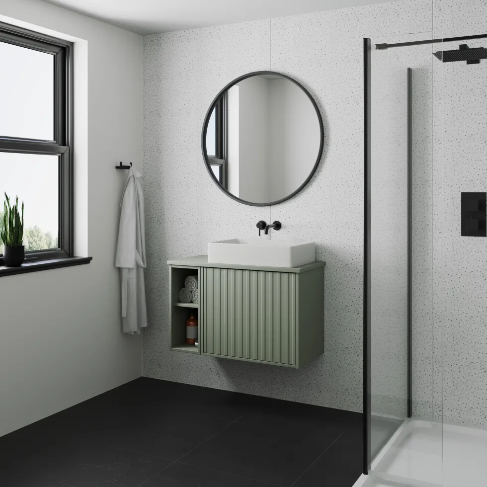 Drench Naturals White Terrazzo PVC Waterproof Bathroom Wall Panel - 1000 x 2400mm