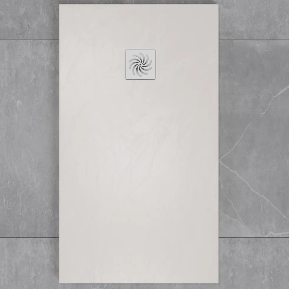 Drench Naturals White Thin Slate-Effect Rectangular Shower Tray - 11 Sizes