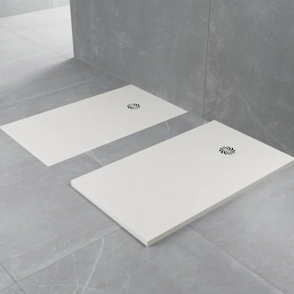 Drench Naturals White Thin Slate-Effect Rectangular Shower Tray - 11 Sizes