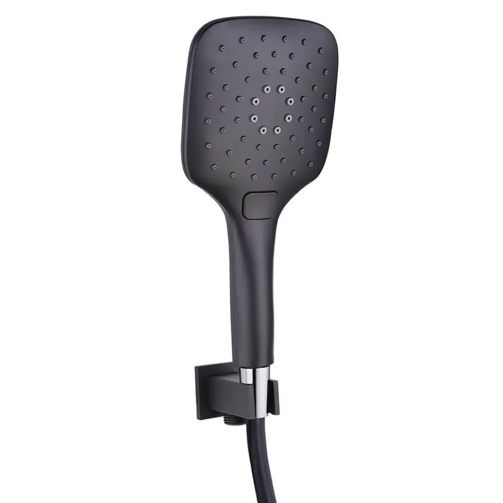 Drench Noir Matt Black Square Concealed Shower System with Fixed Head & Wall Mounted Shower Handset
