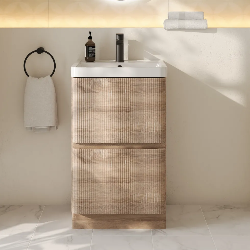 Drench Origin 500mm Fluted Floorstanding Vanity Unit & Basin