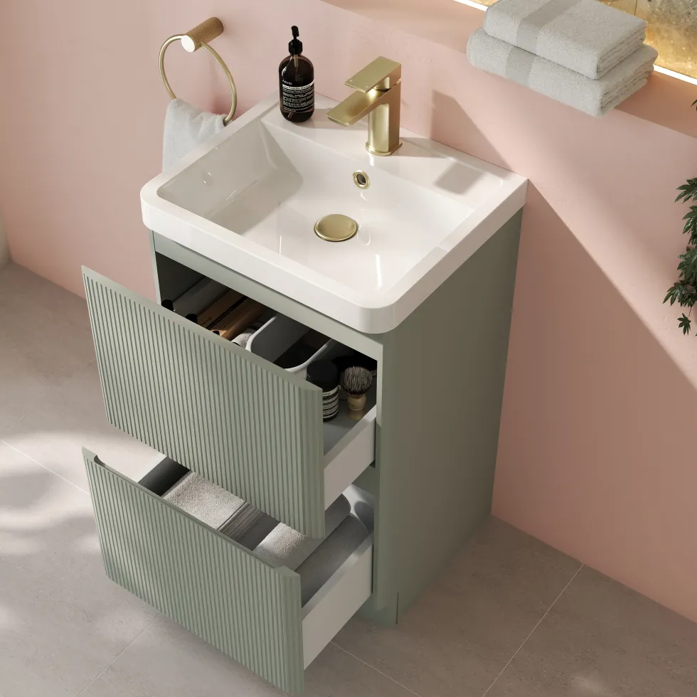 Drench Origin 500mm Fluted Floorstanding Vanity Unit & Basin
