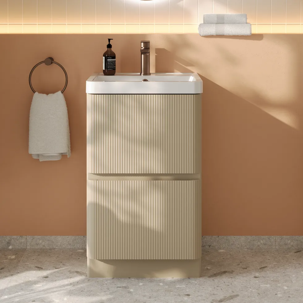 Drench Origin 500mm Fluted Floorstanding Vanity Unit & Basin