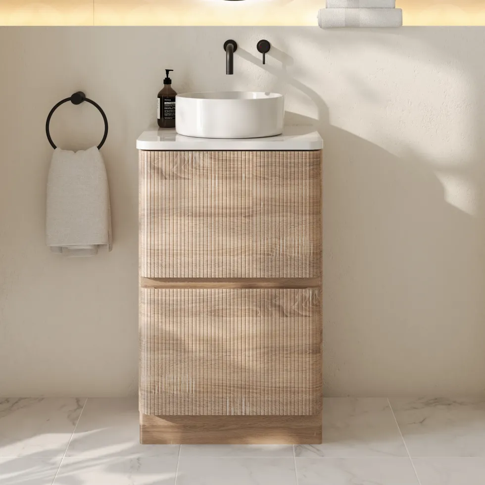 Drench Origin 500mm Fluted Floorstanding Vanity Unit & Countertop