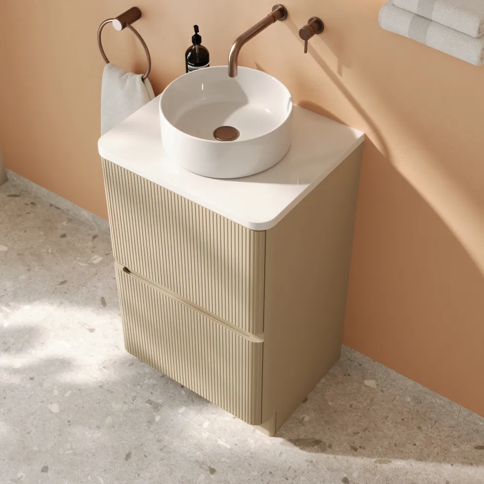 Drench Origin 500mm Fluted Floorstanding Vanity Unit & Countertop