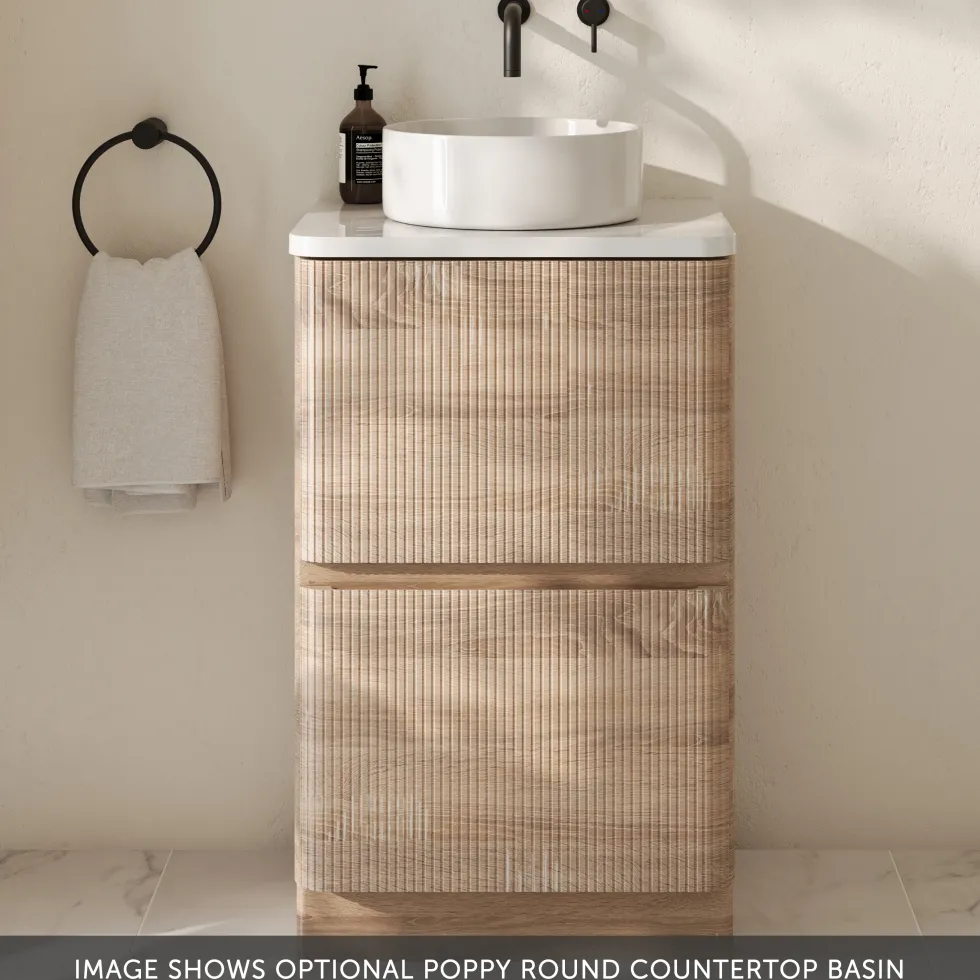 Drench Origin 500mm Fluted Floorstanding Vanity Unit & Countertop