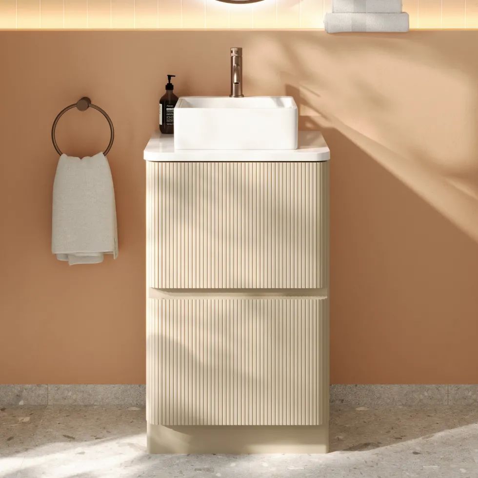 Drench Origin 500mm Fluted Floorstanding Vanity Unit & Countertop