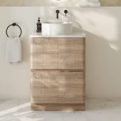 Drench Origin 600mm Fluted Floorstanding Vanity Unit & Countertop