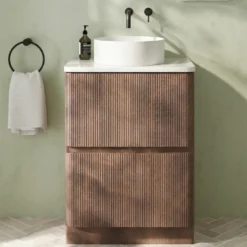 Drench Origin 600mm Fluted Floorstanding Vanity Unit & Countertop