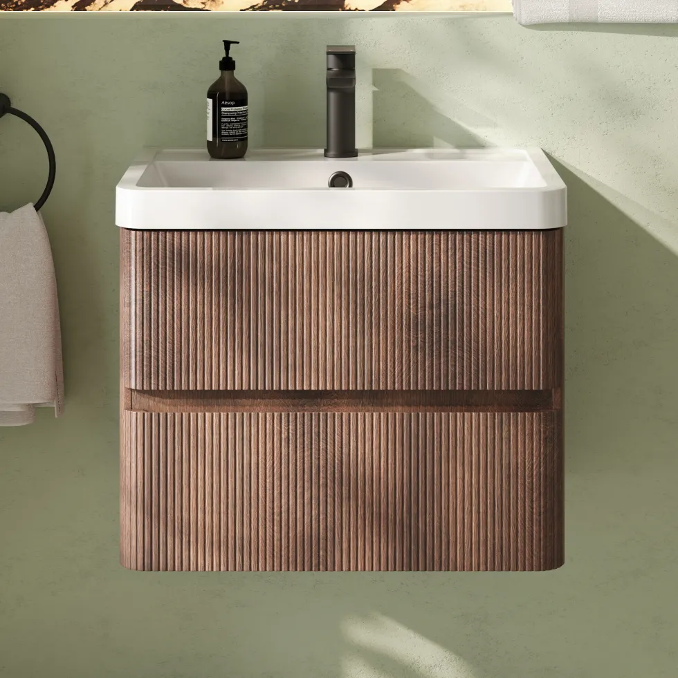 Drench Origin 600mm Fluted Wall Mounted Vanity Unit & Basin