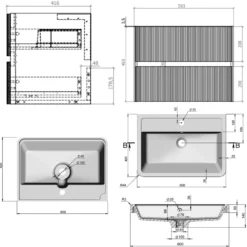 Drench Origin 600mm Fluted Wall Mounted Vanity Unit & Basin