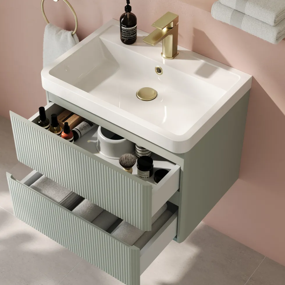 Drench Origin 600mm Fluted Wall Mounted Vanity Unit & Basin