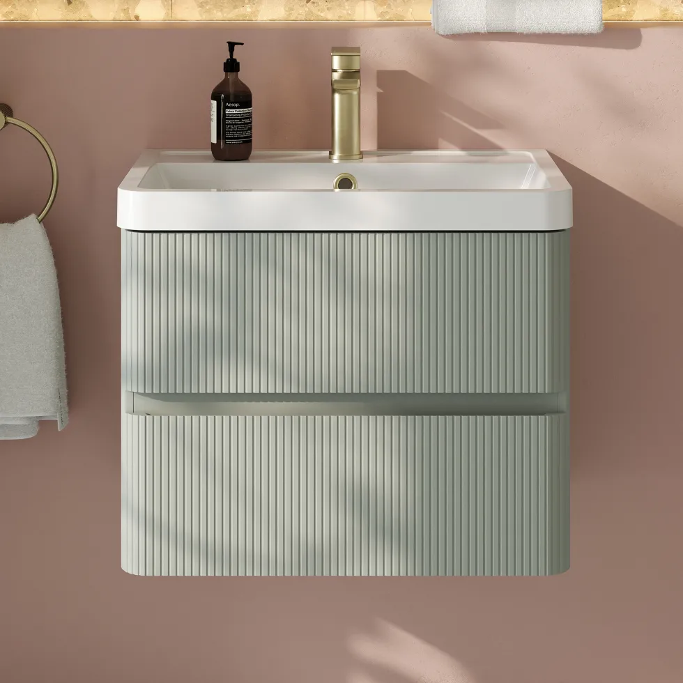 Drench Origin 600mm Fluted Wall Mounted Vanity Unit & Basin