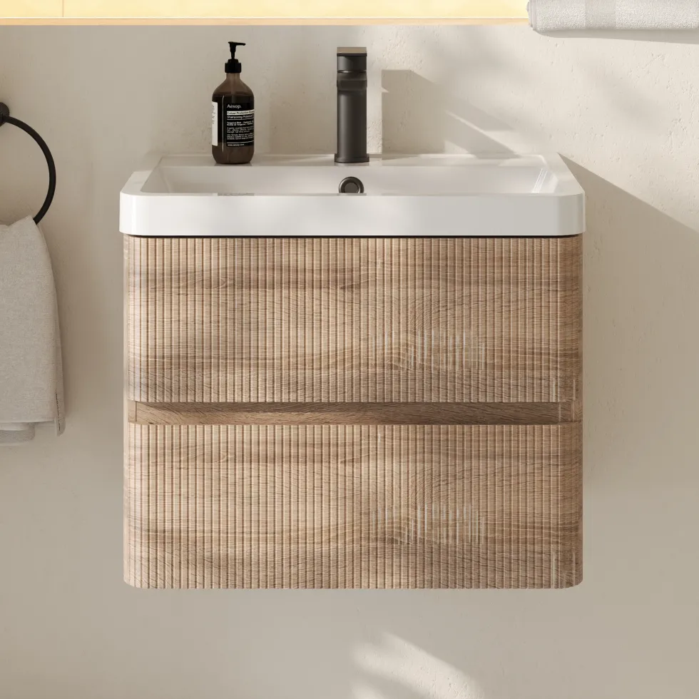 Drench Origin 600mm Fluted Wall Mounted Vanity Unit & Basin
