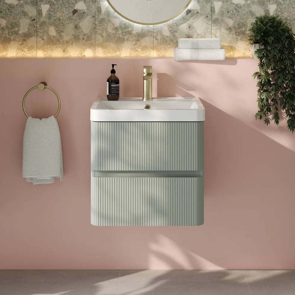 Drench Origin 500mm Fluted Wall Mounted Vanity Unit & Basin