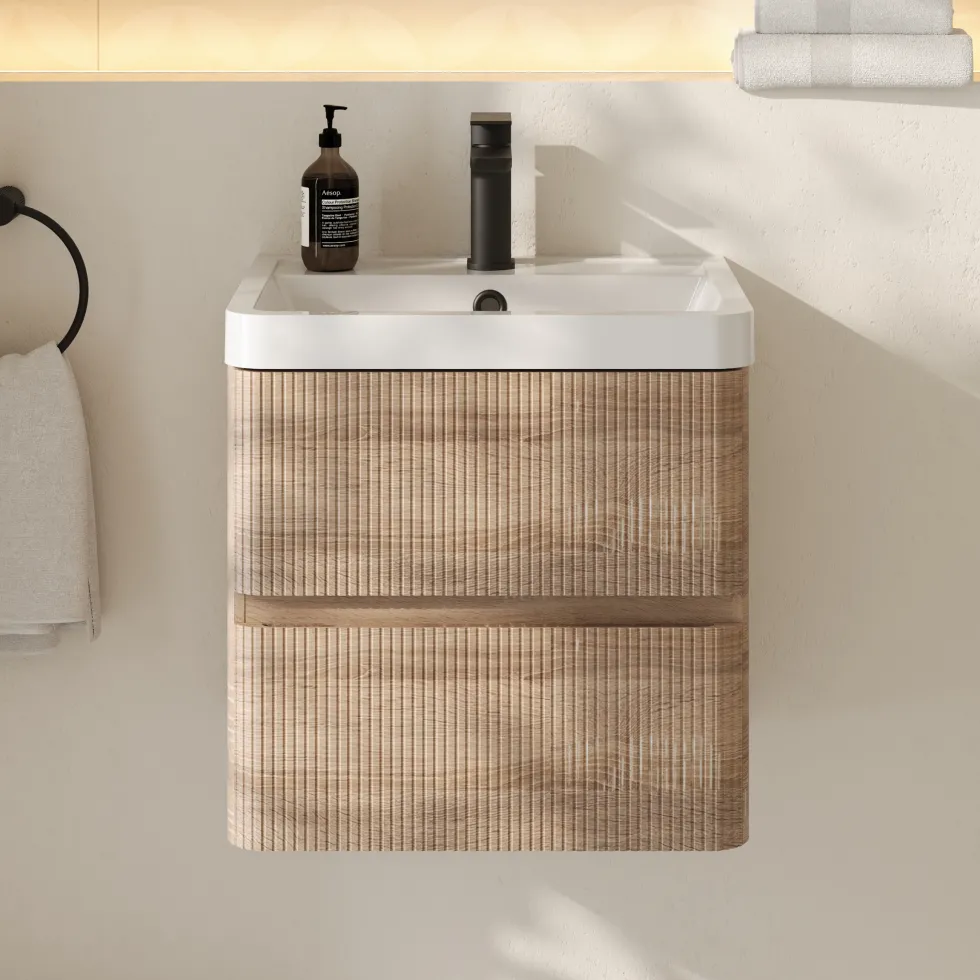 Drench Origin 500mm Fluted Wall Mounted Vanity Unit & Basin