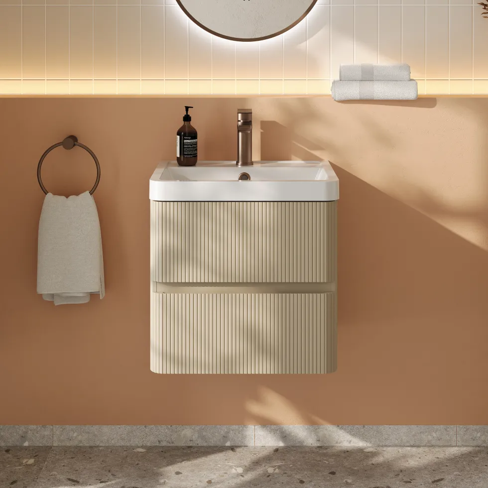Drench Origin 500mm Fluted Wall Mounted Vanity Unit & Basin