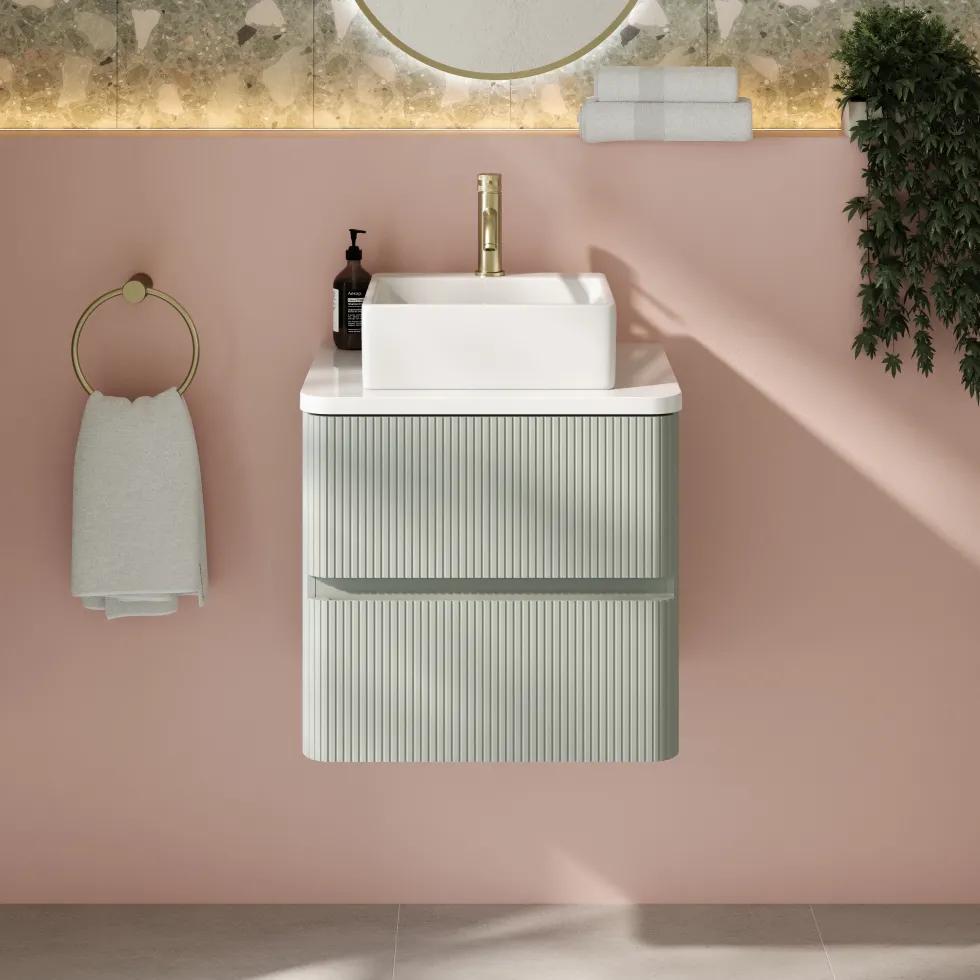 Drench Origin 500mm Fluted Wall Mounted Vanity Unit & Countertop
