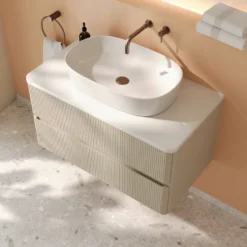 Drench Origin 900mm Fluted Wall Mounted Vanity Unit & Countertop