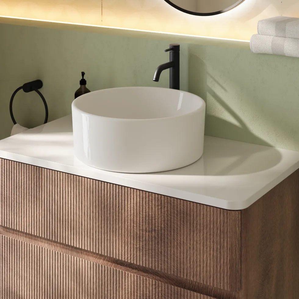 Drench Origin 900mm Fluted Wall Mounted Vanity Unit & Countertop