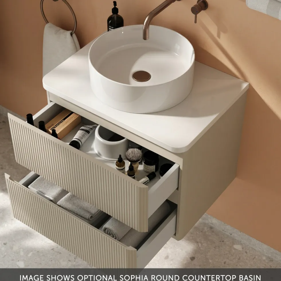 Drench Origin 600mm Fluted Wall Mounted Vanity Unit & Countertop