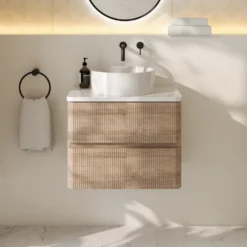 Drench Origin 600mm Fluted Wall Mounted Vanity Unit & Countertop