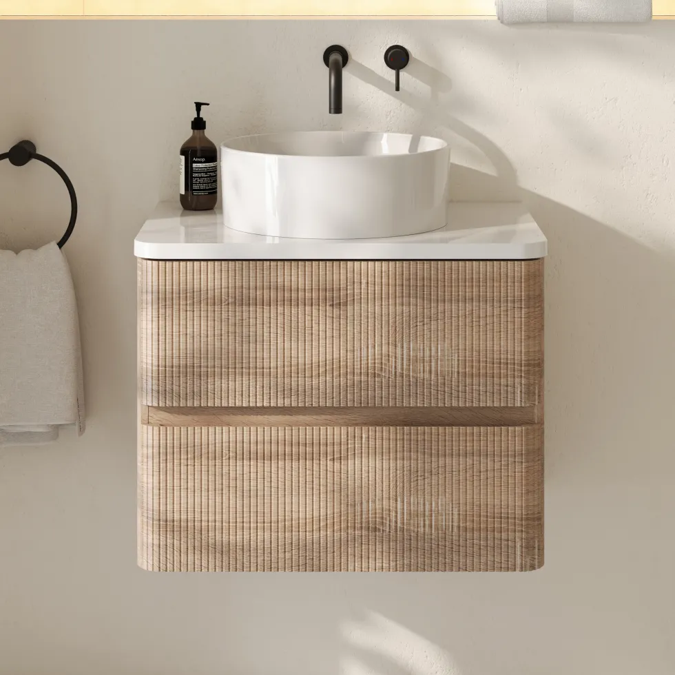 Drench Origin 600mm Fluted Wall Mounted Vanity Unit & Countertop