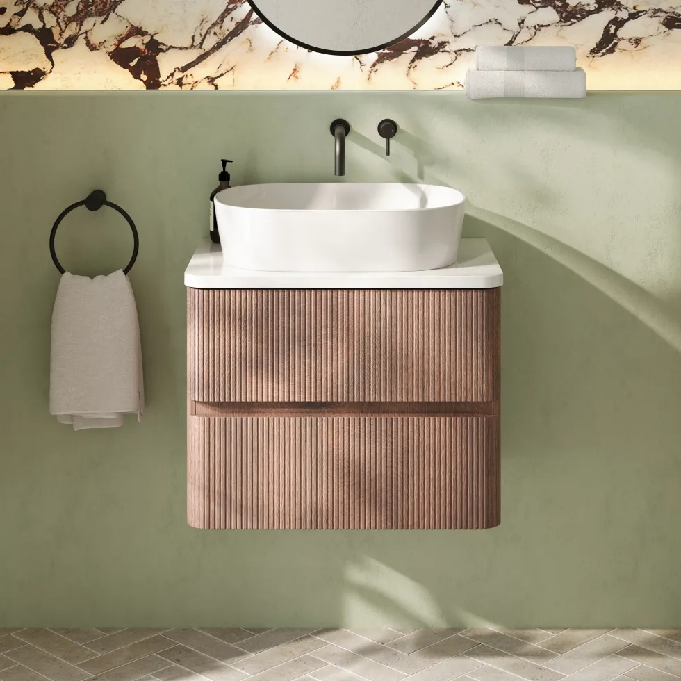 Drench Origin 600mm Fluted Wall Mounted Vanity Unit & Countertop