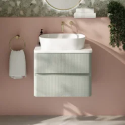 Drench Origin 600mm Fluted Wall Mounted Vanity Unit & Countertop
