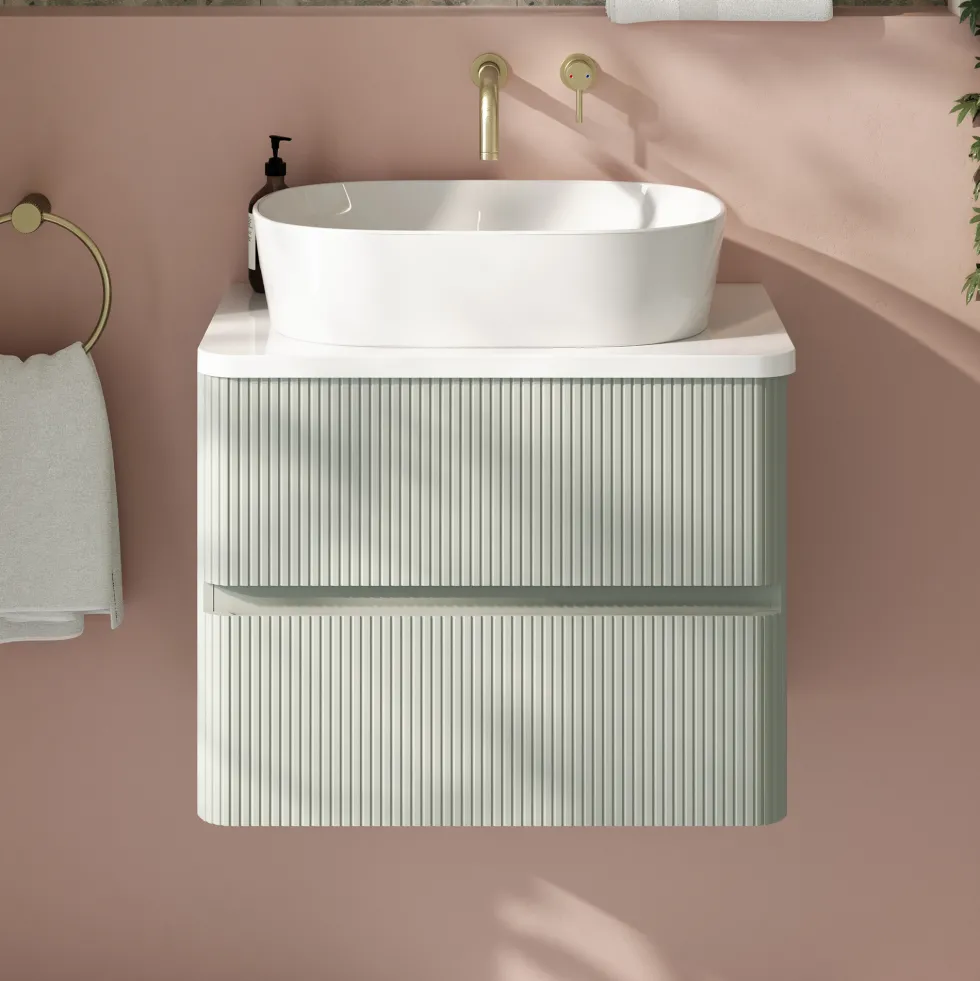 Drench Origin 600mm Fluted Wall Mounted Vanity Unit & Countertop