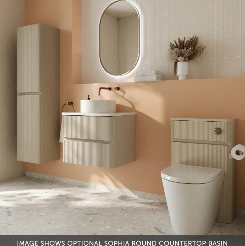 Drench Origin 600mm Fluted Wall Mounted Vanity Unit & Countertop