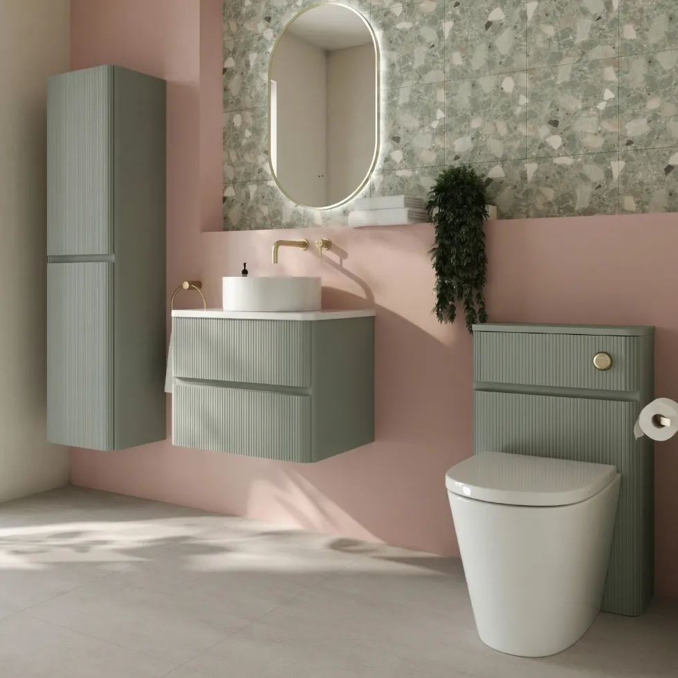 Drench Origin 600mm Fluted Wall Mounted Vanity Unit & Countertop