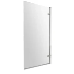 Drench Polished Chrome 8mm Square Corner Hinged Bath Screen - 1520 x 815mm