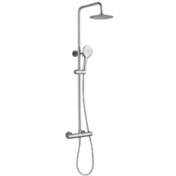 Drench Round Telescopic WRAS-Approved Thermostatic Rigid Riser Shower Set with Slim Head