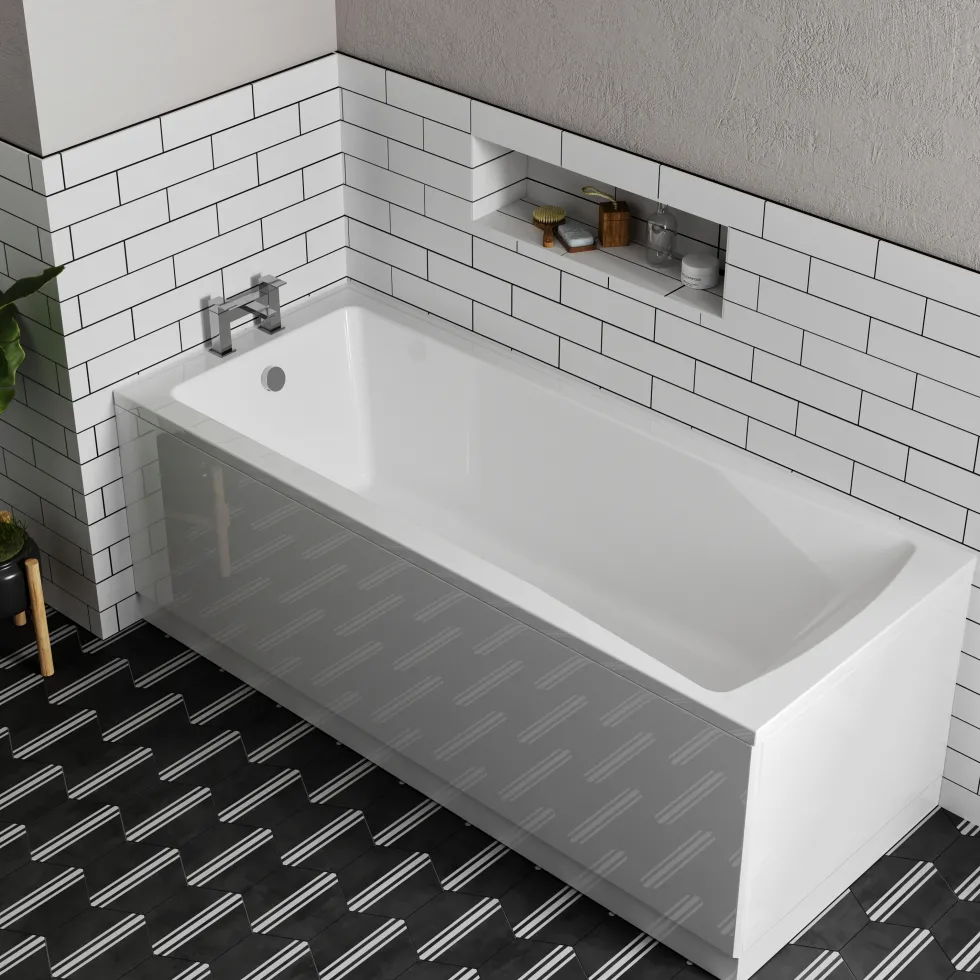 Drench Straight Single Ended Bath - Square