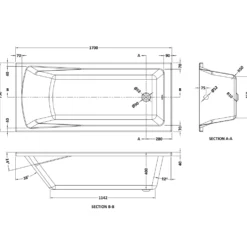 Drench Straight Single Ended Bath - Square