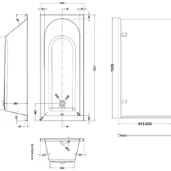 Drench Straight Single Ended Curved Bath & Brushed Brass Shower Screen